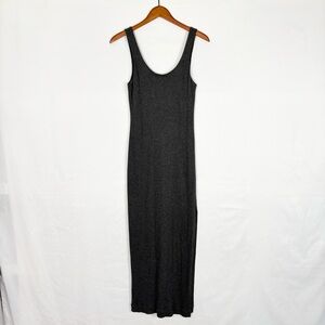Lagence Ada Rib Maxi Dress Side Slit Gray Size S Scoop Neck